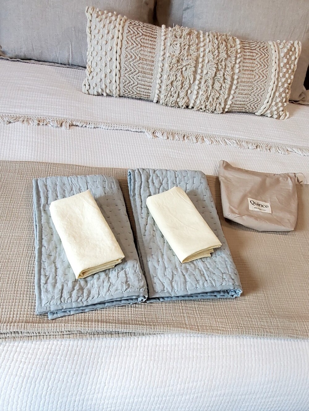 Quince 4 Linen King Pillow Shams, Sea Mist/Butter, NEW! - Picture 6 of 15
